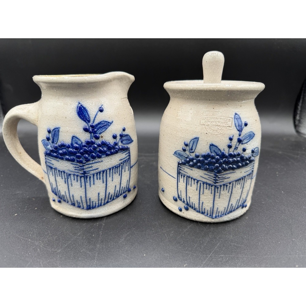 Salmon Falls Stoneware Creamer & Sugar Set 1995